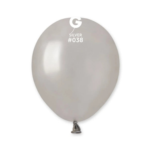 SACHET 50 BALLONS LATEX ARGENT 13CM