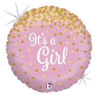 BALLON GLITTERING IT'S A GIRL 46CM