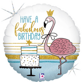 BALLON HAPPY BIRTHDAY FLAMANT ROSE 46CM