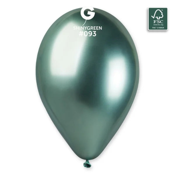 SACHET 25 BALLONS LATEX VERT SHINE 33CM