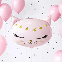 BALLON CHAT ROSE 48X36CM