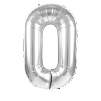 BALLON CHIFFRE 0 ARGENT 86CM