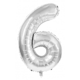 BALLON CHIFFRE 6 ARGENT 86CM