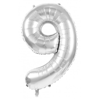 BALLON CHIFFRE 9 ARGENT 86CM