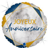 BALLON JOYEUX ANNIV BLEU MARBRE 46CM